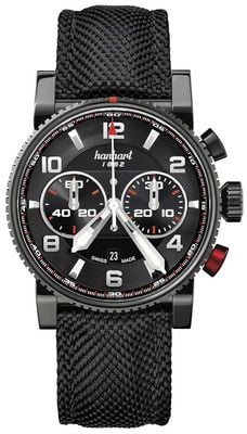 Hanhart PRIMUS Racer Automatic Chronograph (44mm) Black Dial / Black Textile Strap - M 741.510-3020