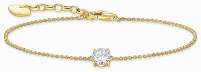 Thomas Sabo White Zirconia Solitaire Gold-Plated Sterling Silver Bracelet 19cm A2156-414-14-L19V