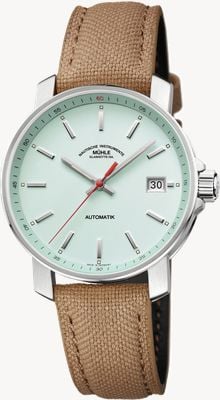 Mühle Glashütte 29er Automatic (36.6mm) Mint Green Dial / Sand-Brown Canvas Strap M1-25-29-CB