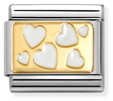 Nomination Classic White Hearts Steel Enamel Charm 030284/70