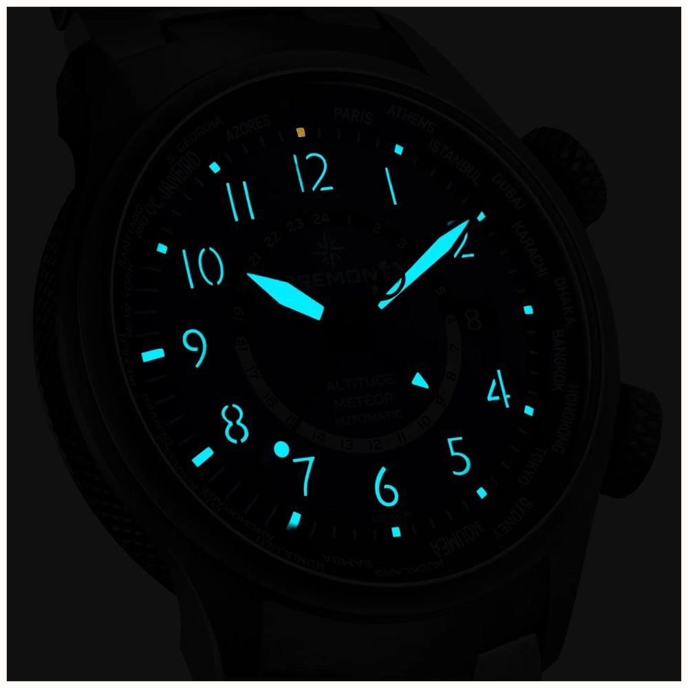 Bremont Altitude MB Meteor Time Zones Automatic (42mm) Brushed Blue Galvanic Metal Dial / Blue Leather Strap Watch ALT42-MT-Z-TI-BLBL-L-S - alternate view 4