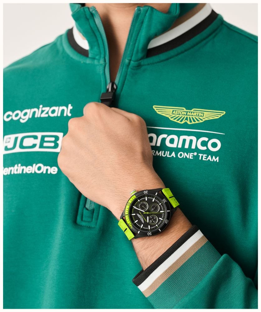 Aston Martin Aramco Formula One™ Team PIT W Quartz Multifunction (46mm) Black Dial / Yellow Silicone Strap MTFP1F502 - alternate view 5