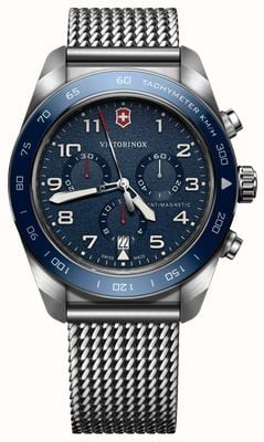 Victorinox Swiss Army Quartz Chronograph (42mm) Blue Dial / Stainless Steel Mesh Bracelet 242049