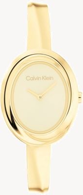 Calvin Klein Twisted Bezel (26mm) Gold Dial / Gold PVD Stainless Steel Bracelet 25100056