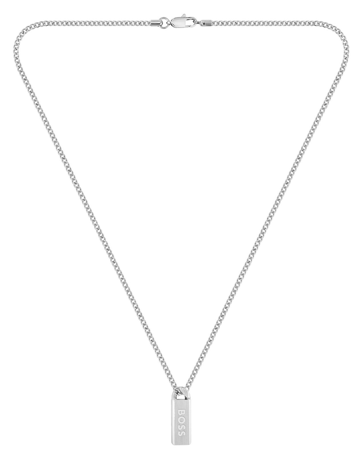 BOSS Jewellery 1580677 Mens Silver Necklace With Logo Plate
