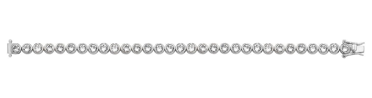 Treasure House G3283B Silver Rhodium Plated Bezel Set Cubic Jewellery
