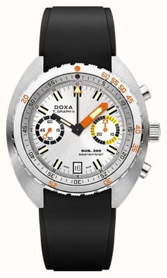 DOXA SUB 200 T.GRAPH II Searambler (42mm) Silver Iconic Dial / Black FKM Rubber Strap Watch 806.10.021.20