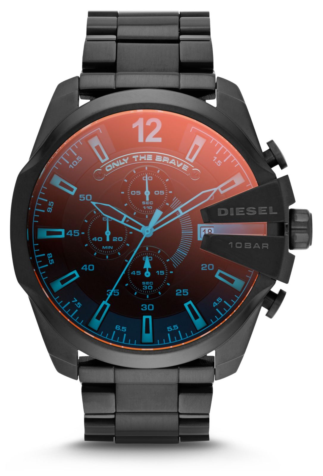 Diesel DZ4318 Men’s Mega Chief Black IP Steel Iridescent Watch
