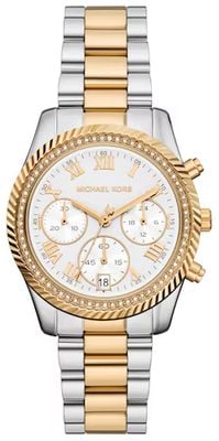 Michael Kors Michael Kors Lexington Women's White Dial Chronograph Two Tone Bracelet Watch MK7674