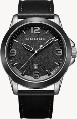 Police CLIFF Quartz Date (47mm) Black Dial / Black Leather Strap PEWJB2194540