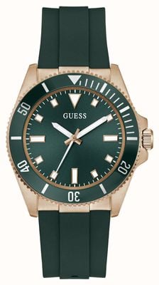 Guess CLIFF Three-Hand Quartz (43mm) Green Dial / Green Silicone Strap GW0969G5