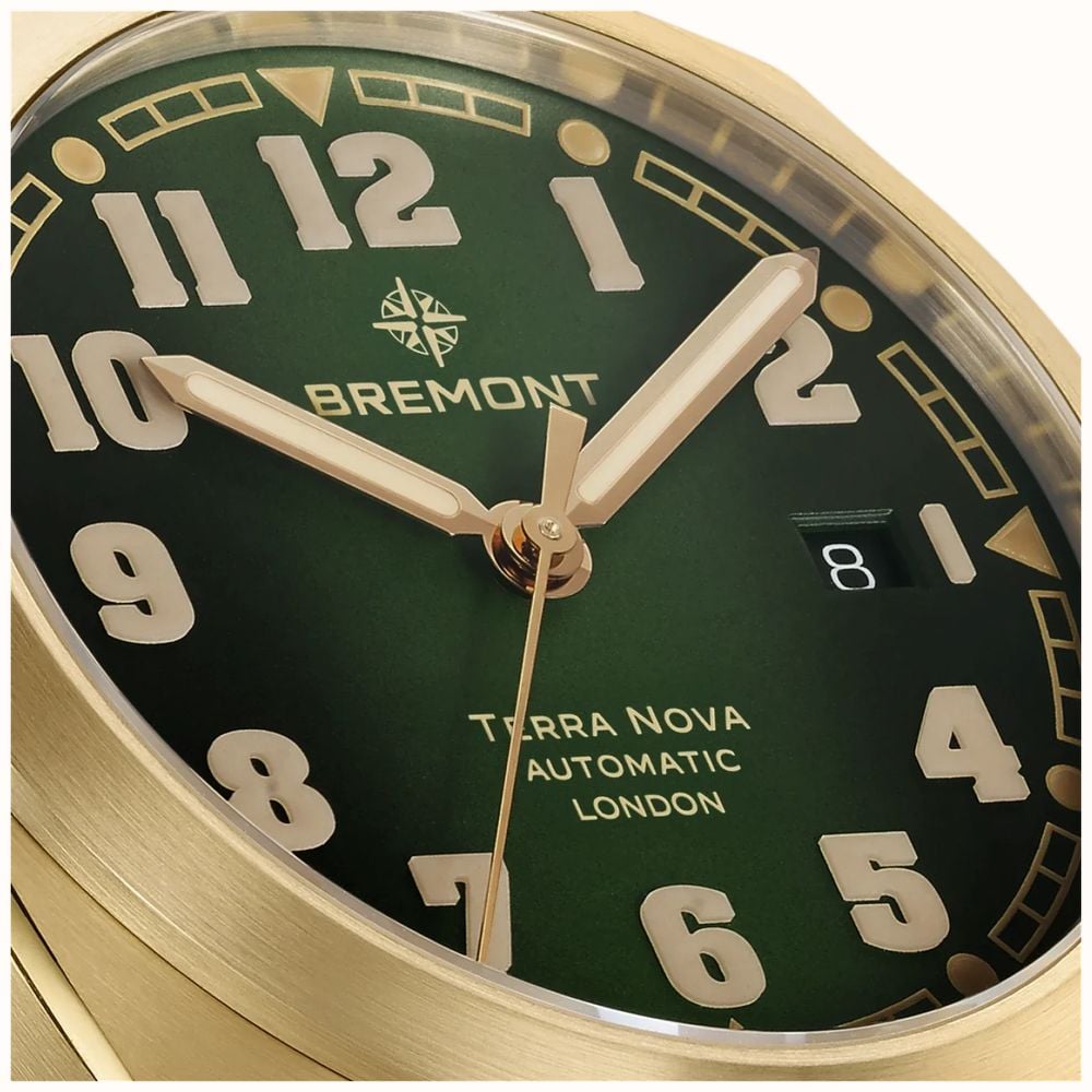 Bremont Terra Nova Date Automatic Bronze (40.5mm) Gradient Green Metal Dial / Khaki Green Nubuck Leather TN40-DT-BZ-GN-L-S - alternate view 4
