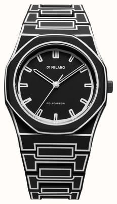 D1 Milano Polycarbon Black Sketch (40.5mm) Matte Black Dial / Black Polycarbonate Strap PCBJ33