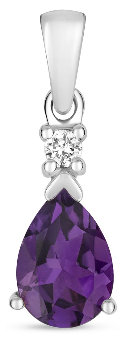 Treasure House Pd237wa 9ct White Gold Amethyst and Diamond Jewellery