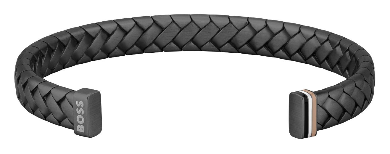 BOSS Jewellery 1580673 Mens Black Cuffed Bracelet With
