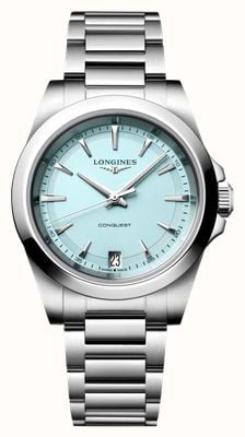LONGINES Conquest Quartz (34mm) Mint-Blue Sandblasted Dial / Stainless Steel Bracelet L34604926