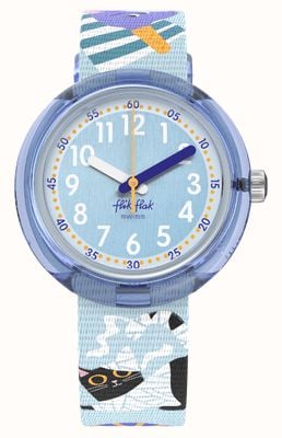 Flik Flak TUTAN-TIME (31.85mm) Blue Dial / Blue Ancient Egypt Recycled PET Fabric Strap FPNP156