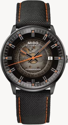MIDO Commander Gradient Automatic (40mm) Transparent Smoky Dial / Black Hybrid Leather Strap Watch M0214073741100