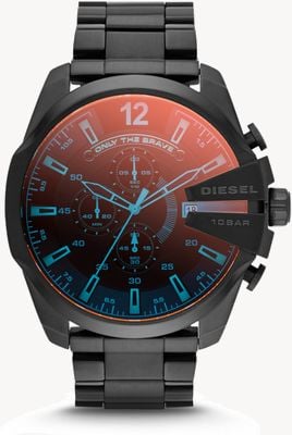 Diesel Men's Mega Chief Black IP Steel Iridescent Watch DZ4318