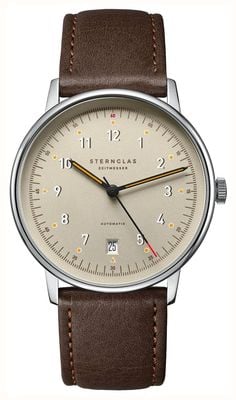 STERNGLAS Lumatik Automatic (38mm) Beige Dial / Modena Dark Brown Leather Strap S02-LM26-MO23