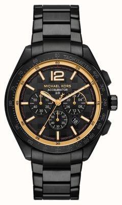 Michael Kors Oversized Accelerator 2.0 (44mm) Black Checkered Dial / Black PVD Stainless Steel Bracelet MK9179
