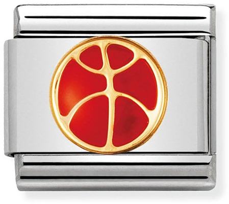 Nomination Classic Basketball 18ct Gold & Steel Enamel Charm 030203/08