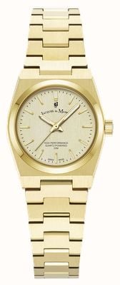 Jacques Du Manoir Horizon Three-Hand Quartz (25mm) Gold Dial / Gold PVD Stainless Steel Bracelet JWL05604