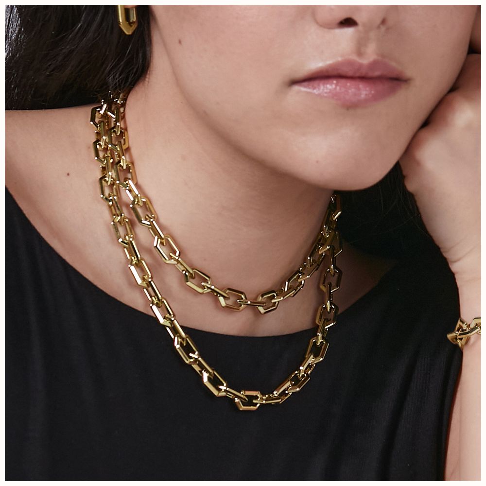 Olivia Burton Honeycomb Geo Gold Plated Chain Link Necklace 24100609 - alternate view 3