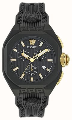 Versace Men's V-LEGEND CHRONO (44mm) Black Chronograph Dial / Black Bio-Based TPU Strap VE9L00124