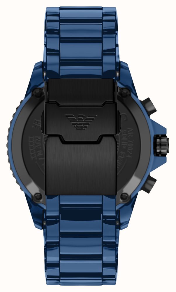 Emporio Armani Solar Chronograph (44mm) Blue Dial / Blue Ceramic Bracelet AR70024 - alternate view 5