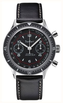 Hanhart 415 ES Pure (39mm) Black Dial / Black Leather Strap - M H703.215-8010