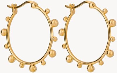Elements Silver Gold Plated Sterling Silver Bead Decorated Hoop Earrings E6248
