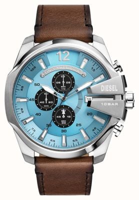 Diesel Men's Mega Chief (51mm) Blue Dial / Brown Leather Strap DZ4657