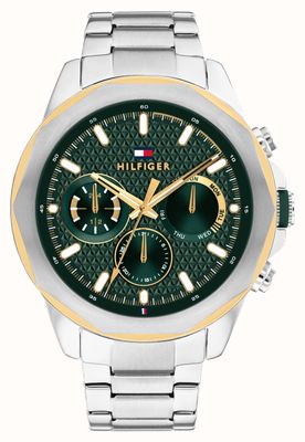 Tommy Hilfiger Lars Multifunction (46mm) Textured Green Dial / Stainless Steel Bracelet 1710651