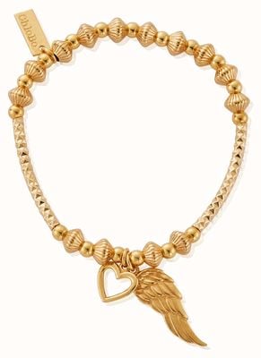 ChloBo Pattern Noodle Disc Heart And Angel Wing Bracelet GBHNCD006711