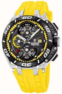 Festina Chrono Bike 2026 (46mm) Black Dial / Yellow Rubber Strap F20755/5