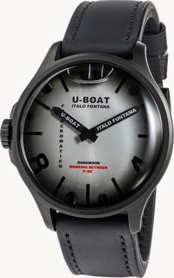 U-Boat Darkmoon Kama PVD (46.5mm) Photochromic Grey-Purple Soleil Dial / Black Calfskin Leather Strap Watch 3339