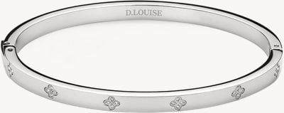 D.LOUISE Clover Bangle Slim Silver Coloured SS 19cm YBB-026-02