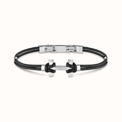 Herbelin Amarrage Bracelet - Black Nylon And Brushed Stainless Steel (18 + 2cm) BH20ABNR