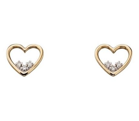 Elements Gold GE2154 9ct Yellow Gold 3 Stone Open Heart Jewellery