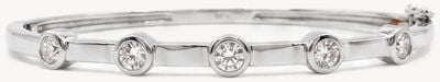 Sterling Silver CZ 5 Round Stones Bangle BN50307