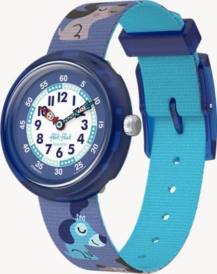 Flik Flak CUTIE PUPPY (31.85mm) Blue and White Dial / Blue Puppy Patterned Strap FBNP237
