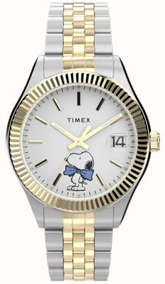 Timex Peanuts Timex Legacy (34mm) White Dial / Two-Tone Stainless Steel Bracelet TW2Y11100