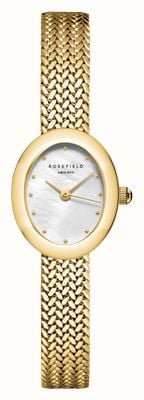 Rosefield Mini Oval (18mm) Mother-of-Pearl Dial / Gold-Plated Stainless Steel Bracelet MWGMG-M02