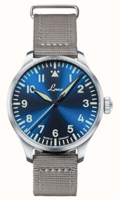 Laco Augsburg 'Blaue Stunde' Automatic (39mm) Blue Sunray Dial / Grey Nylon Strap 862102.2