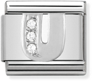 Nomination Classic Letter U Sterling Silver & Steel Cubic Zirconia Charm 330301/21