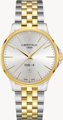 Certina DS-8 Gent Quartz (40mm) Silver Dial / Two-Tone Stainless Steel Bracelet C0454102203100