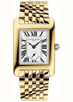 Frederique Constant Classics Carree Small Seconds (25.2mm) White Clous De Paris Dial / Gold PVD Stainless Steel Bracelet FC-235S2C5B
