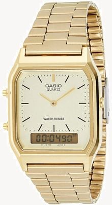 Casio Vintage Cream Hybrid Dial / Gold-Tone Metal Bracelet AQ-230GA-9DMQYES