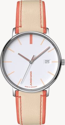 Junghans FORM Damen Quartz (34.1mm) White Dial / Beige Vegan Leather Strap 47/4458.00